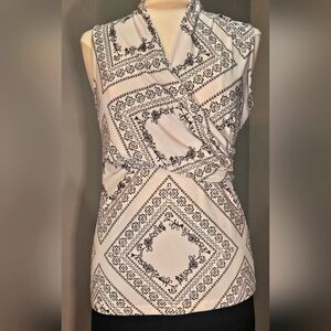 DKNY Ladies Blouse Black & White print